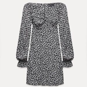 Zara Monochrome Animal Print Long Sleeve Dress